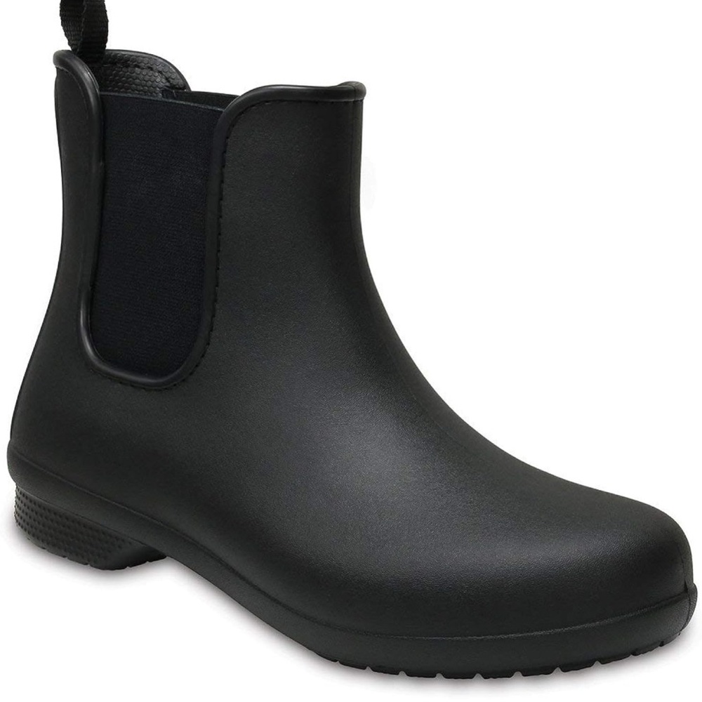 Crocs Women's Freesail Chelsea Boot Rain Black Ankle Rain Boots
